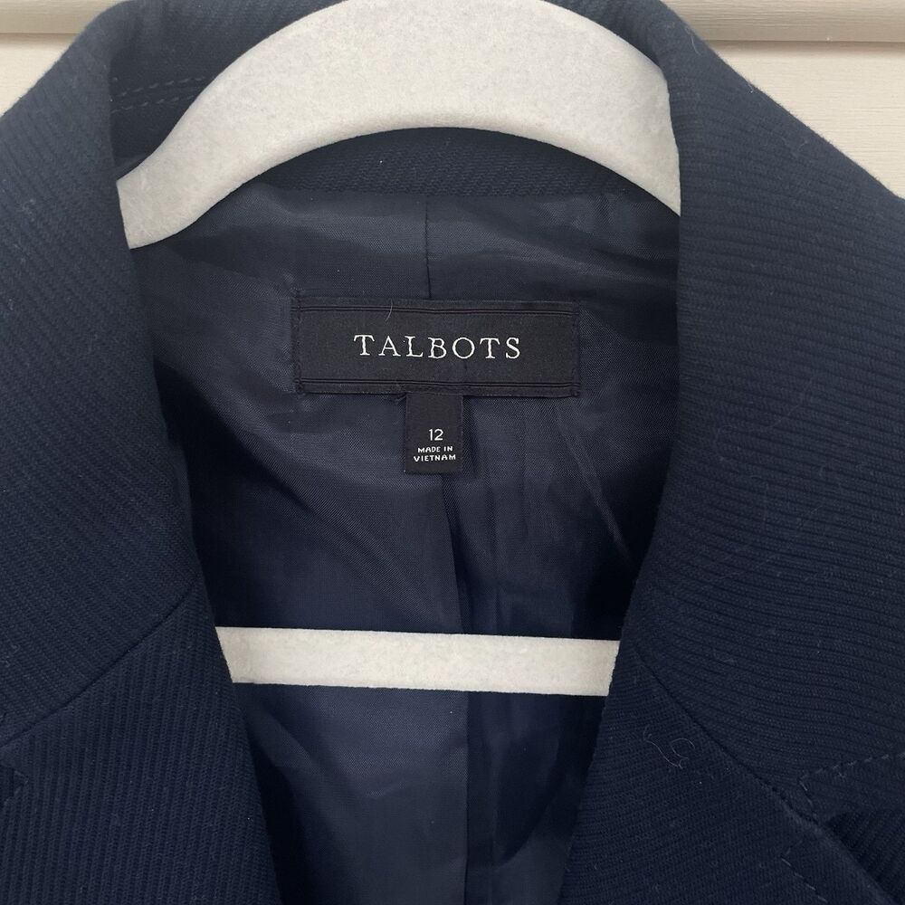 Talbots Navy Blue Structured Women's 2 Button Blazer Ribbed Cotton - 12 - Picture 8 of 8